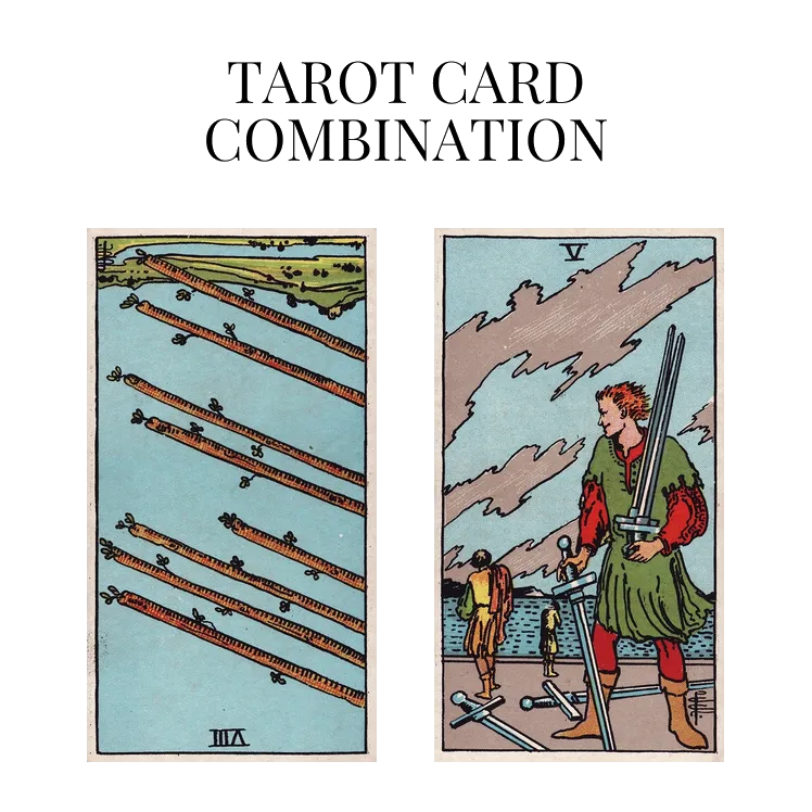 eight of wands reversed and five of swords tarot cards combination meaning