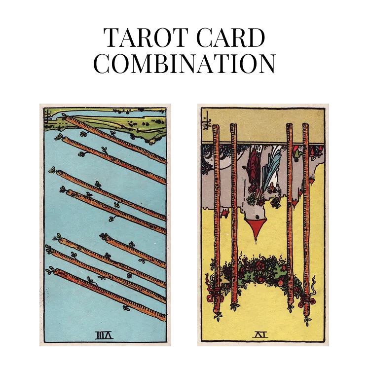 eight of wands reversed and four of wands reversed tarot cards combination meaning