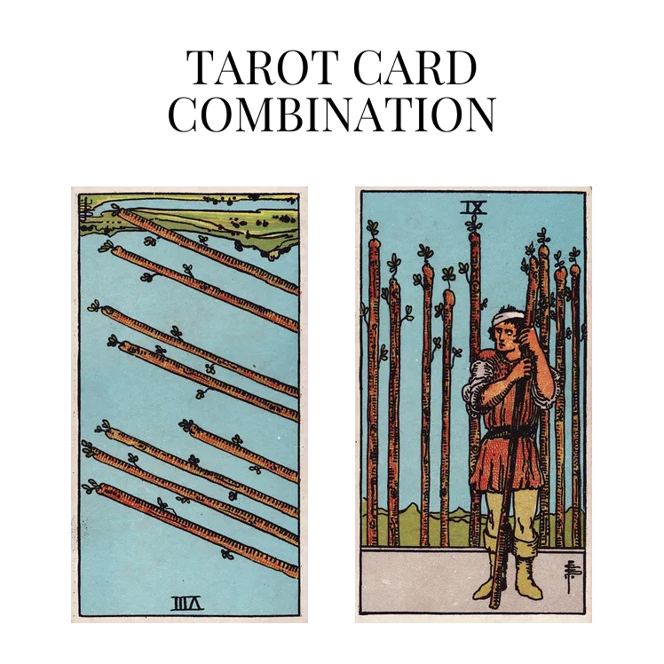 eight of wands reversed and nine of wands tarot cards combination meaning