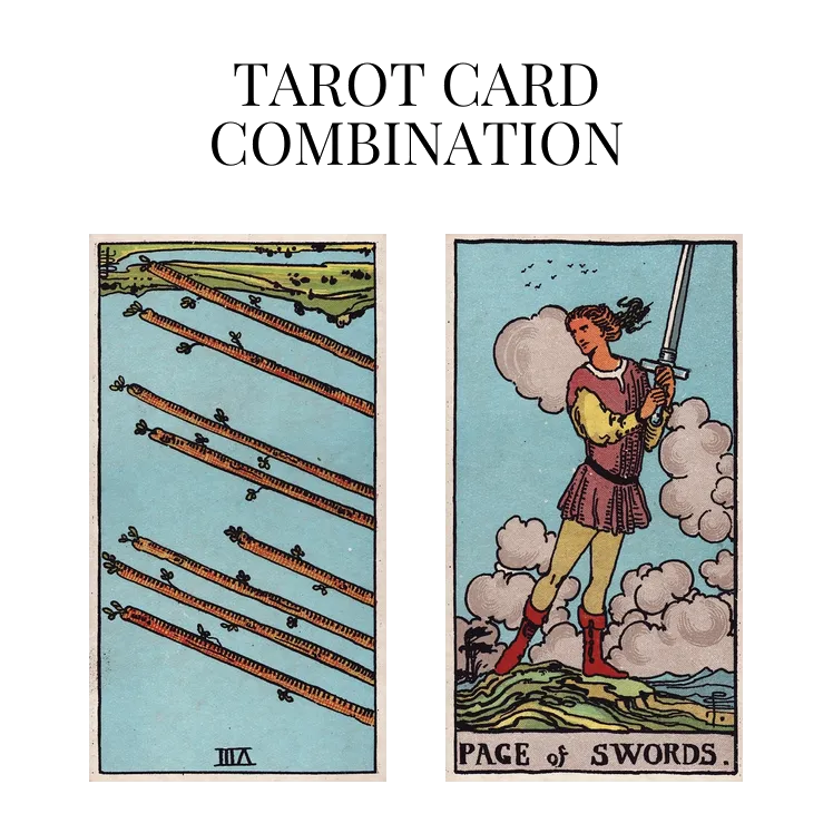 eight of wands reversed and page of swords tarot cards combination meaning