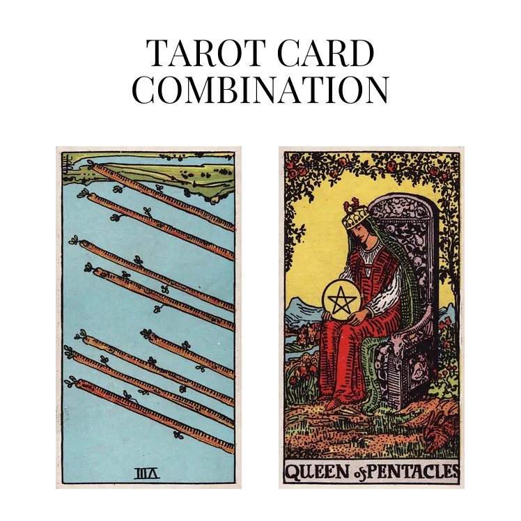 eight of wands reversed and queen of pentacles tarot cards combination meaning