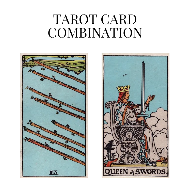 eight of wands reversed and queen of swords tarot cards combination meaning