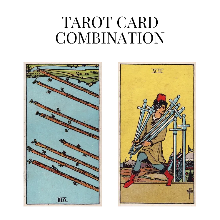 eight of wands reversed and seven of swords tarot cards combination meaning