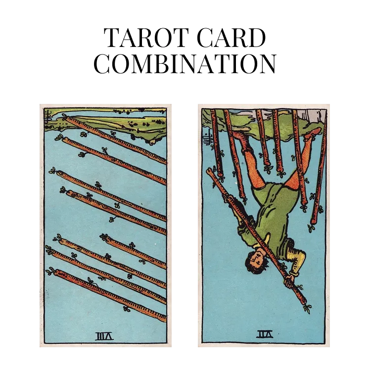 eight of wands reversed and seven of wands reversed tarot cards combination meaning