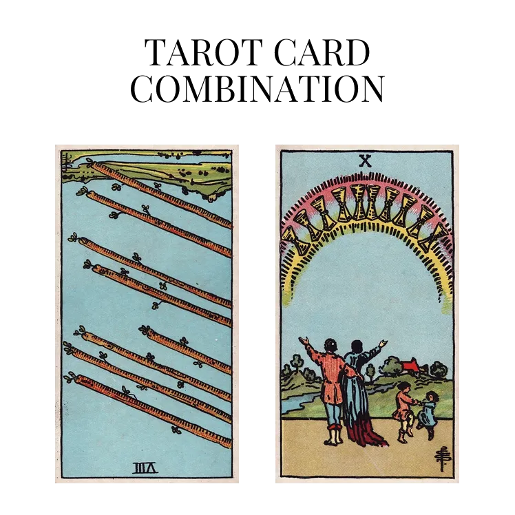 eight of wands reversed and ten of cups tarot cards combination meaning