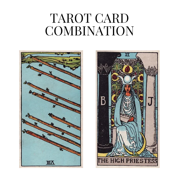 eight of wands reversed and the high priestess tarot cards combination meaning