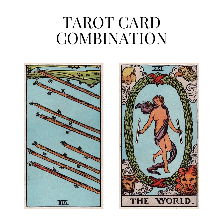 eight of wands reversed and the world tarot cards combination meaning