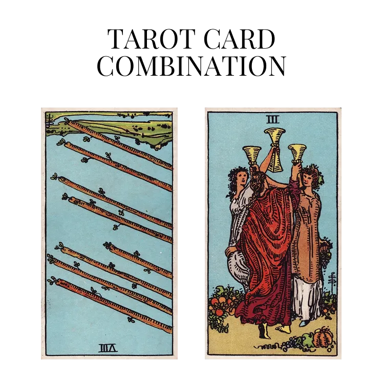 eight of wands reversed and three of cups tarot cards combination meaning