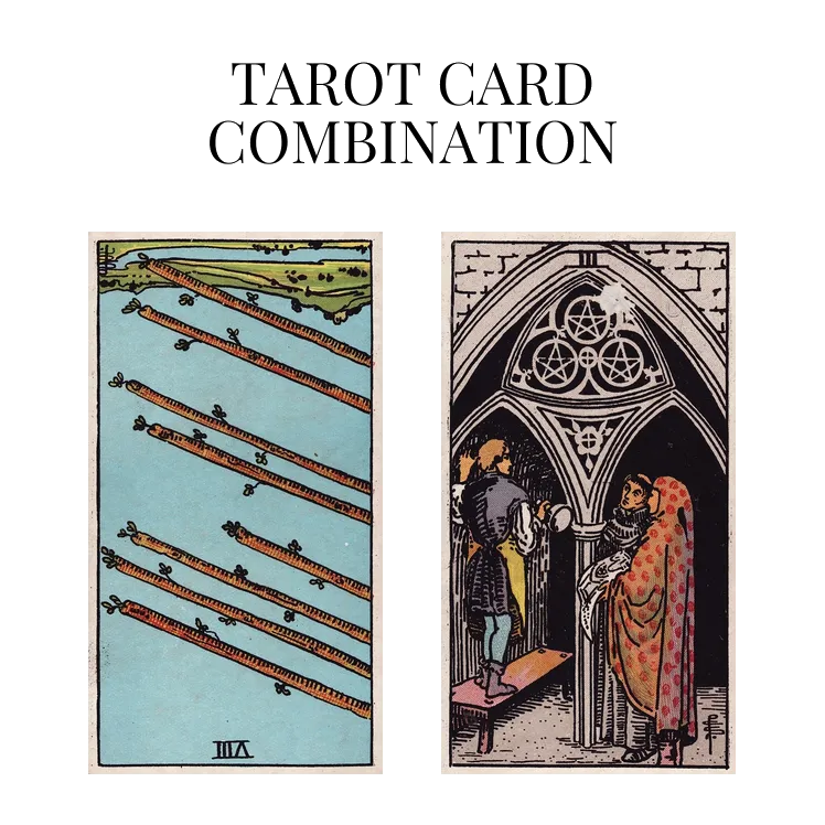 eight of wands reversed and three of pentacles tarot cards combination meaning