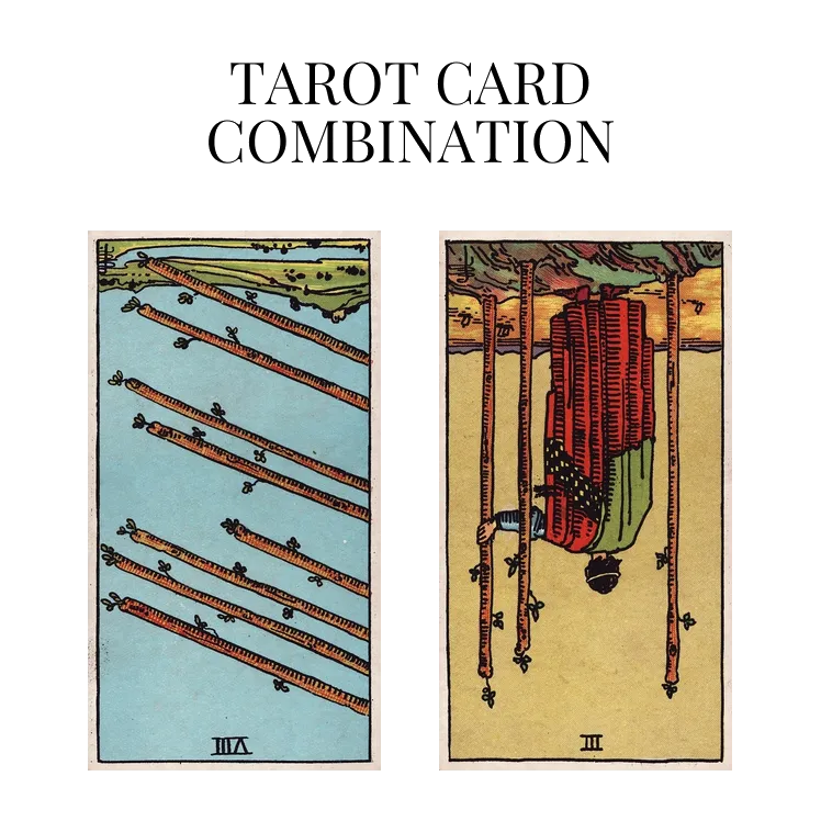 eight of wands reversed and three of wands reversed tarot cards combination meaning