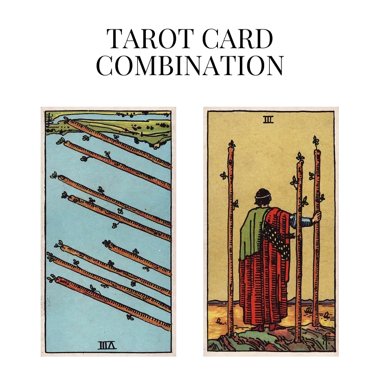 eight of wands reversed and three of wands tarot cards combination meaning