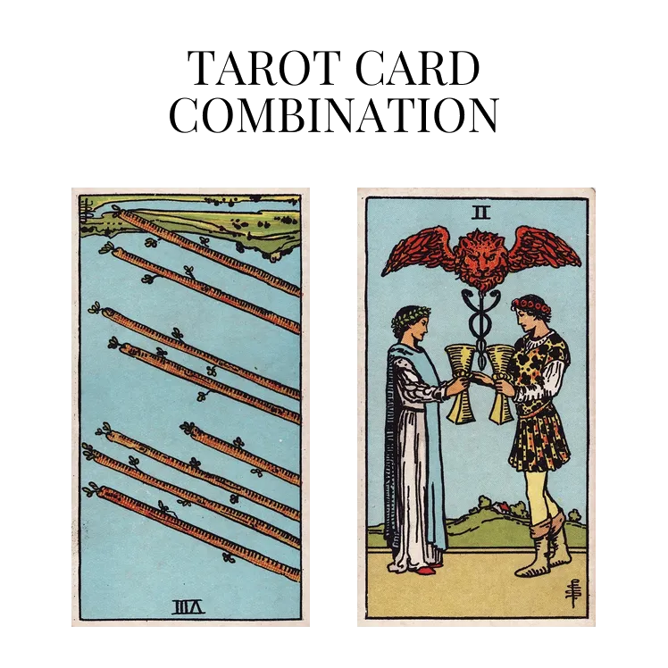 eight of wands reversed and two of cups tarot cards combination meaning