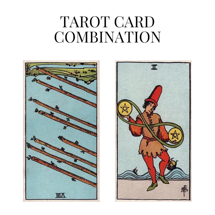 eight of wands reversed and two of pentacles tarot cards combination meaning