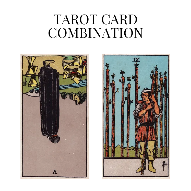 five of cups reversed and nine of wands tarot cards combination meaning