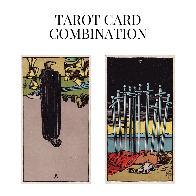 five of cups reversed and ten of swords tarot cards combination meaning