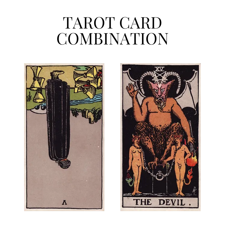 five of cups reversed and the devil tarot cards combination meaning