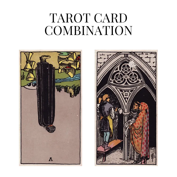 five of cups reversed and three of pentacles tarot cards combination meaning