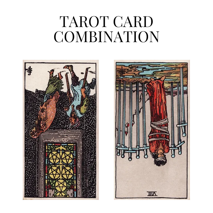 five of pentacles reversed and eight of swords reversed tarot cards combination meaning