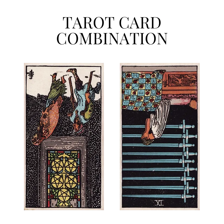 five of pentacles reversed and nine of swords reversed tarot cards combination meaning