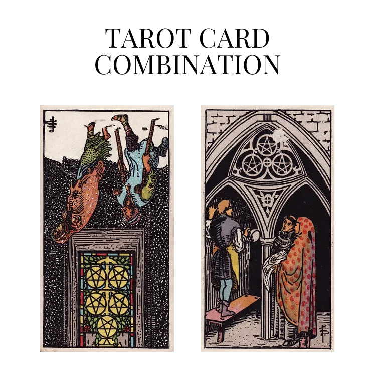 five of pentacles reversed and three of pentacles tarot cards combination meaning