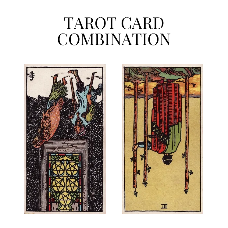five of pentacles reversed and three of wands reversed tarot cards combination meaning