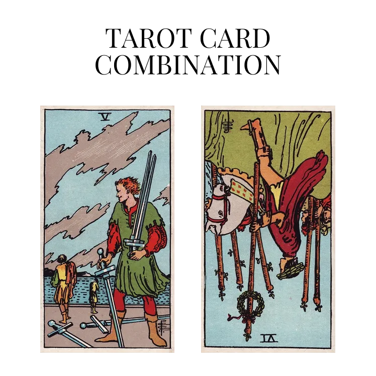 five of swords and six of wands reversed tarot cards combination meaning