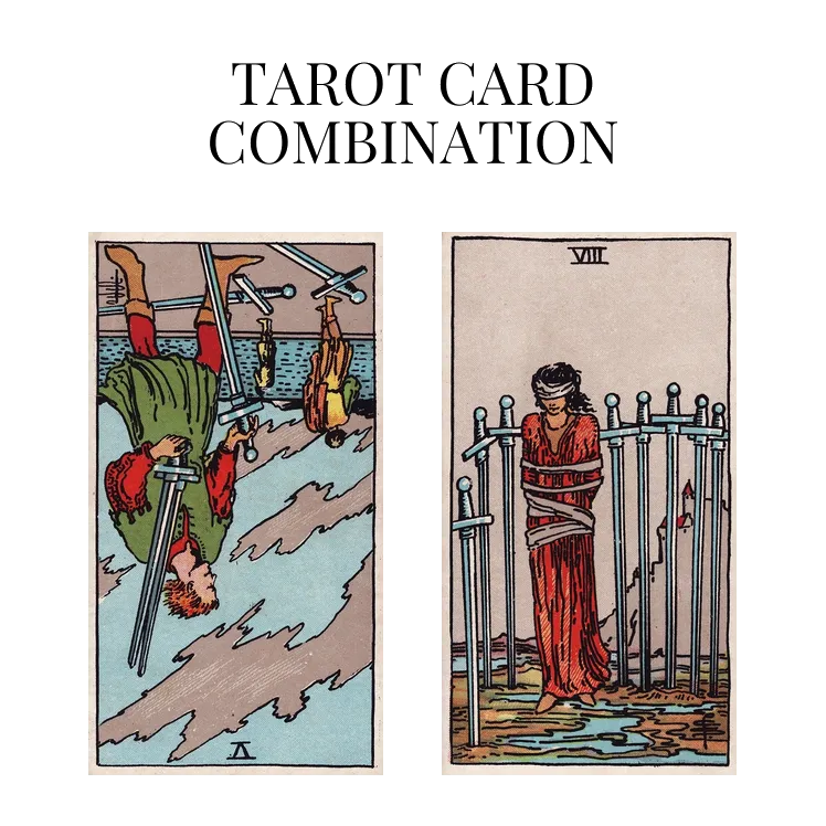 five of swords reversed and eight of swords tarot cards combination meaning