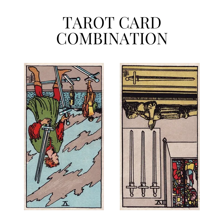 five of swords reversed and four of swords reversed tarot cards combination meaning