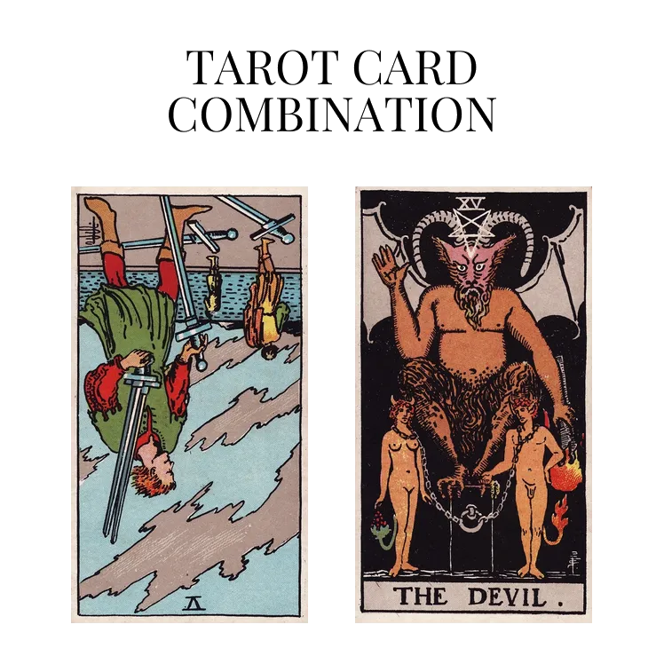 five of swords reversed and the devil tarot cards combination meaning