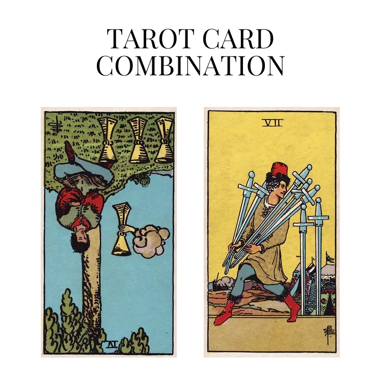 four of cups reversed and seven of swords tarot cards combination meaning