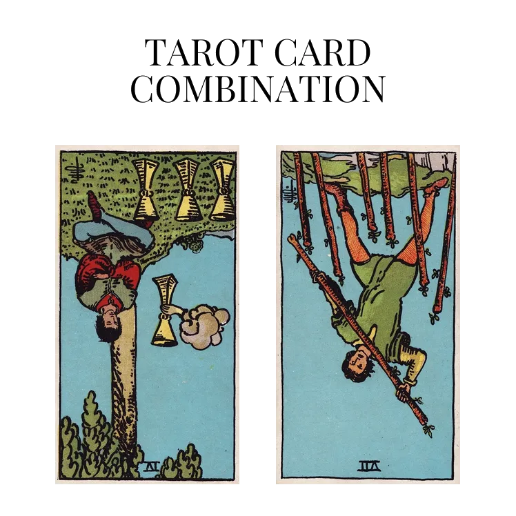 four of cups reversed and seven of wands reversed tarot cards combination meaning