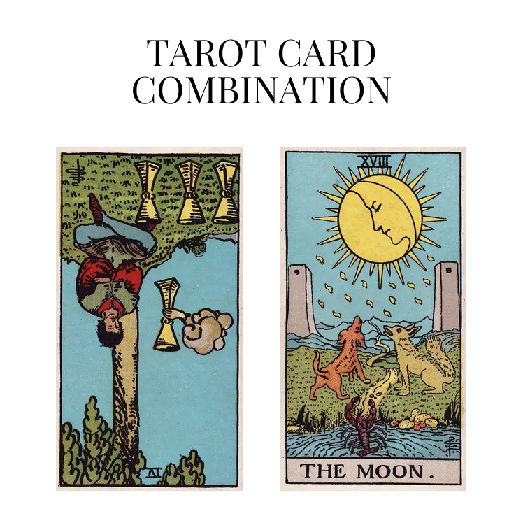 four of cups reversed and the moon tarot cards combination meaning