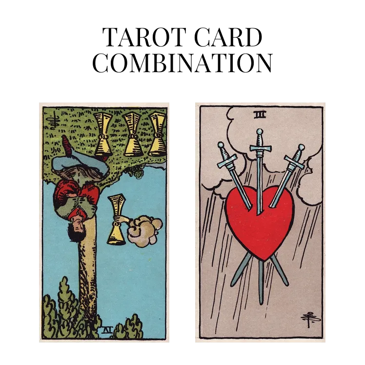 four of cups reversed and three of swords tarot cards combination meaning