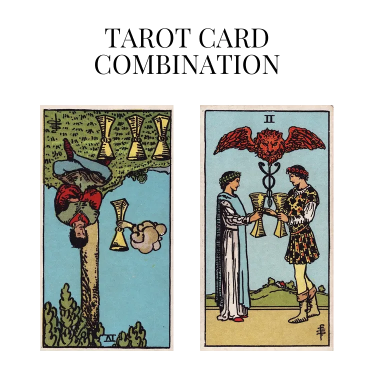 four of cups reversed and two of cups tarot cards combination meaning