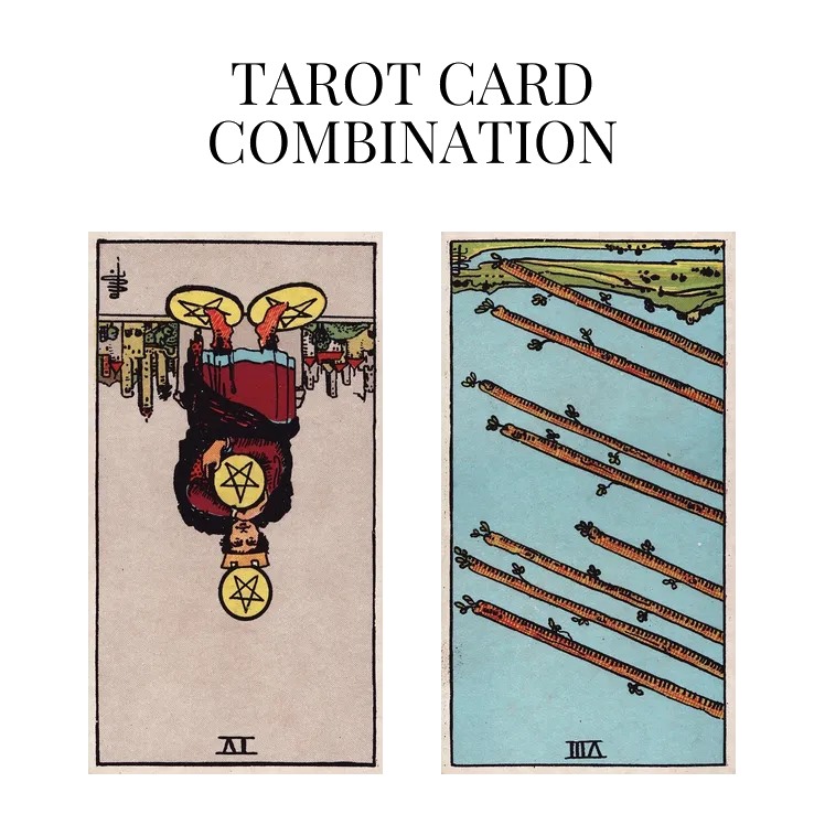 four of pentacles reversed and eight of wands reversed tarot cards combination meaning
