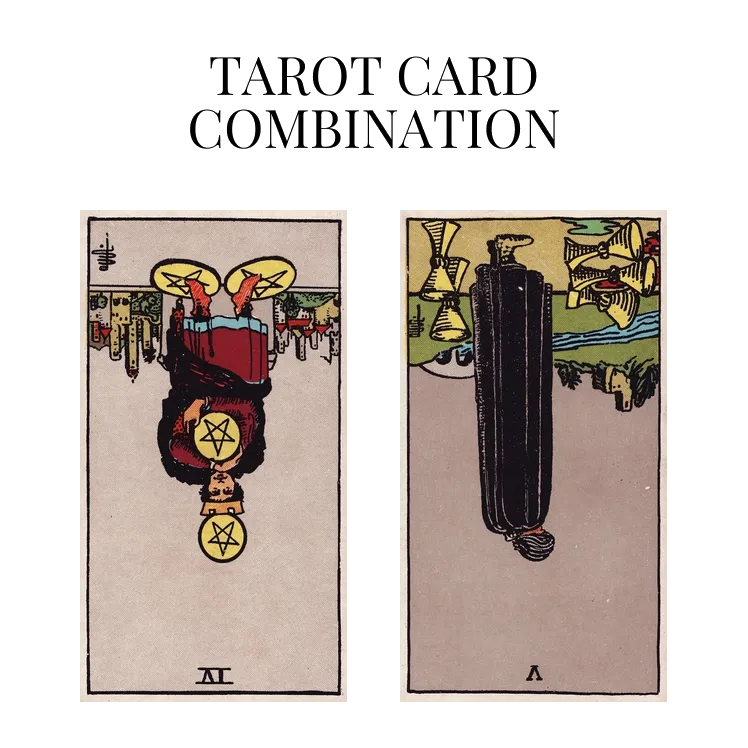 four of pentacles reversed and five of cups reversed tarot cards combination meaning