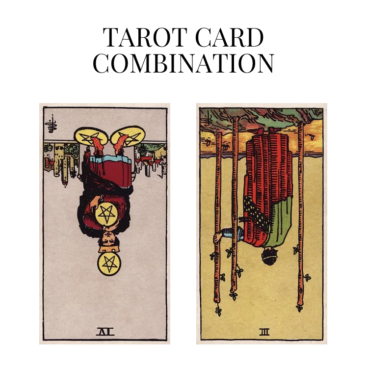 four of pentacles reversed and three of wands reversed tarot cards combination meaning