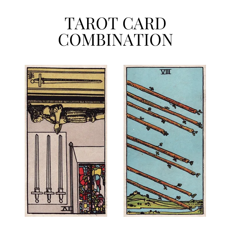 four of swords reversed and eight of wands tarot cards combination meaning