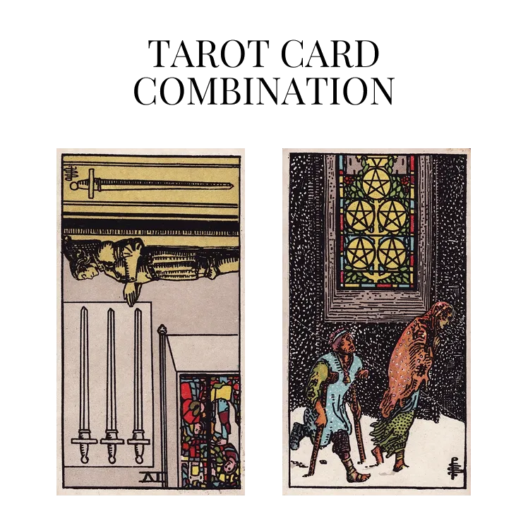 four of swords reversed and five of pentacles tarot cards combination meaning