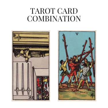 four of swords reversed and five of wands tarot cards combination meaning