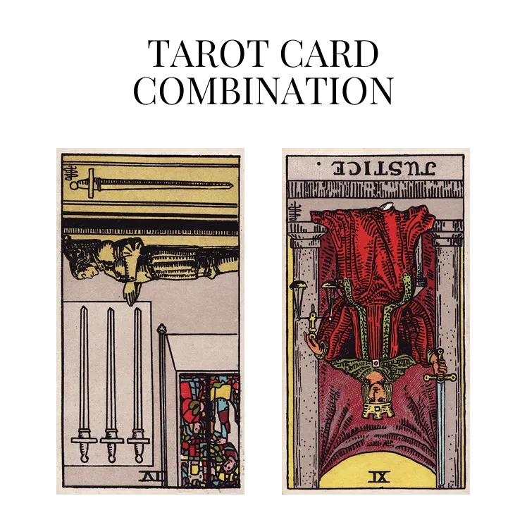 four of swords reversed and justice reversed tarot cards combination meaning