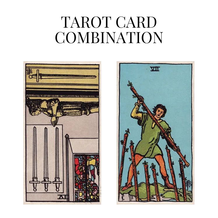 four of swords reversed and seven of wands tarot cards combination meaning