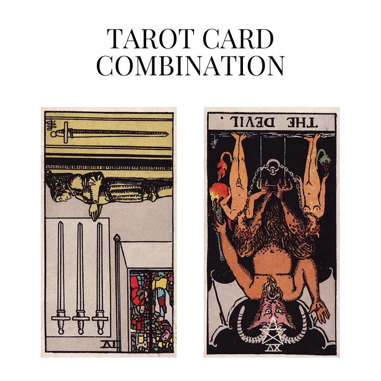 four of swords reversed and the devil reversed tarot cards combination meaning