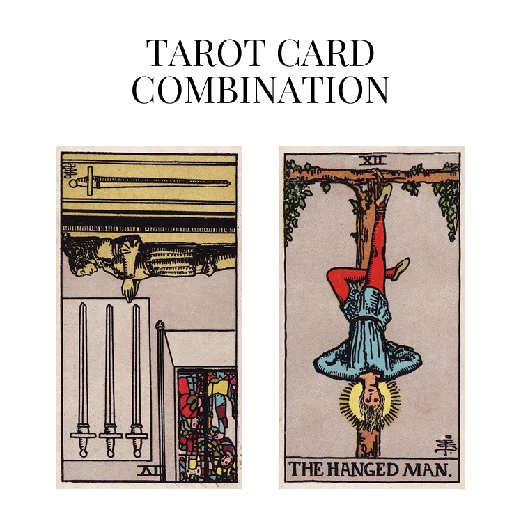 four of swords reversed and the hanged man tarot cards combination meaning