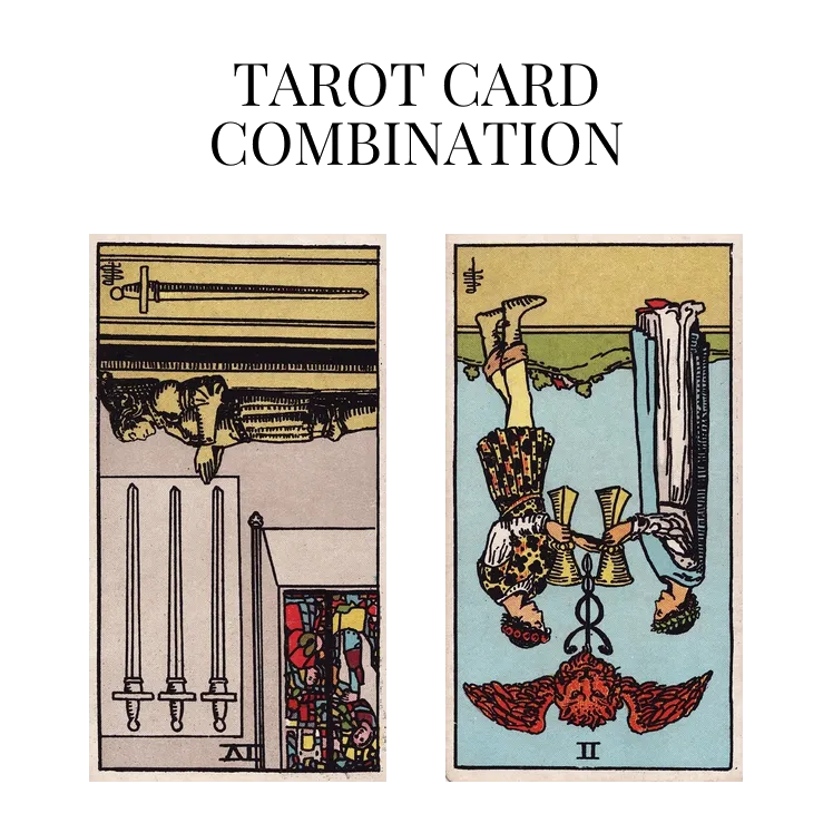 four of swords reversed and two of cups reversed tarot cards combination meaning