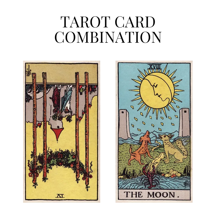 four of wands reversed and the moon tarot cards combination meaning