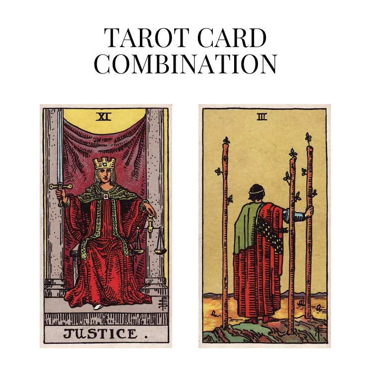 justice and three of wands tarot cards combination meaning