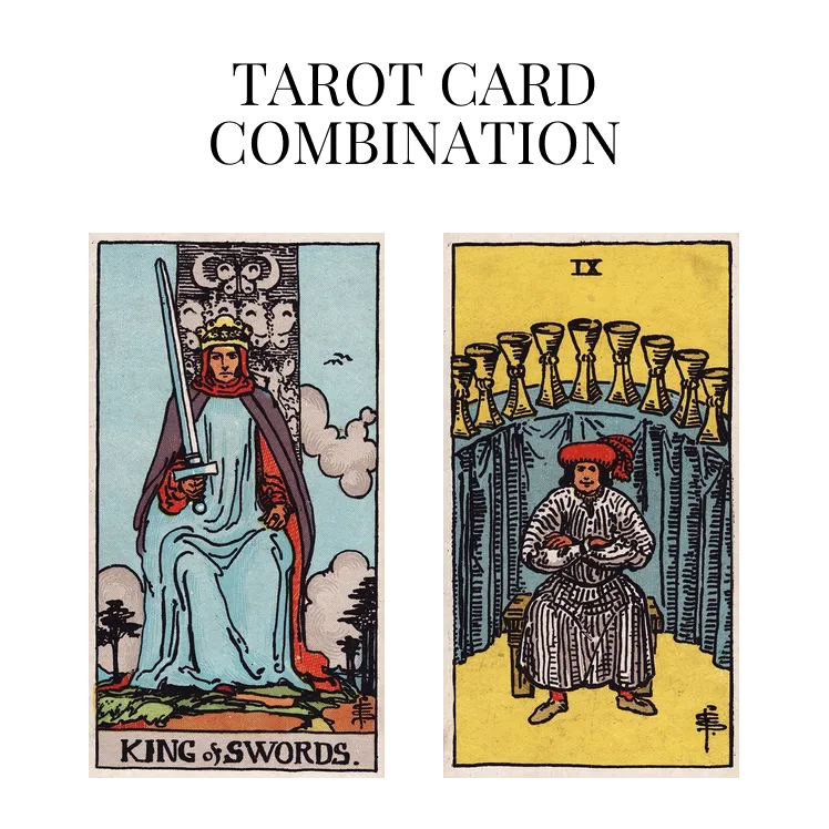 king of swords and nine of cups tarot cards combination meaning
