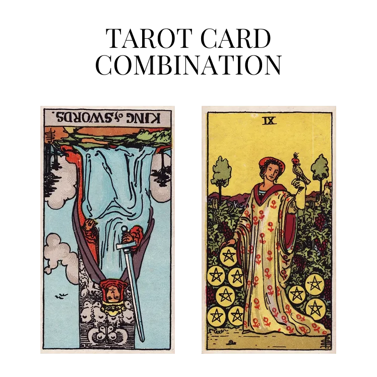 king of swords reversed and nine of pentacles tarot cards combination meaning