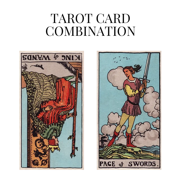 king of wands reversed and page of swords tarot cards combination meaning